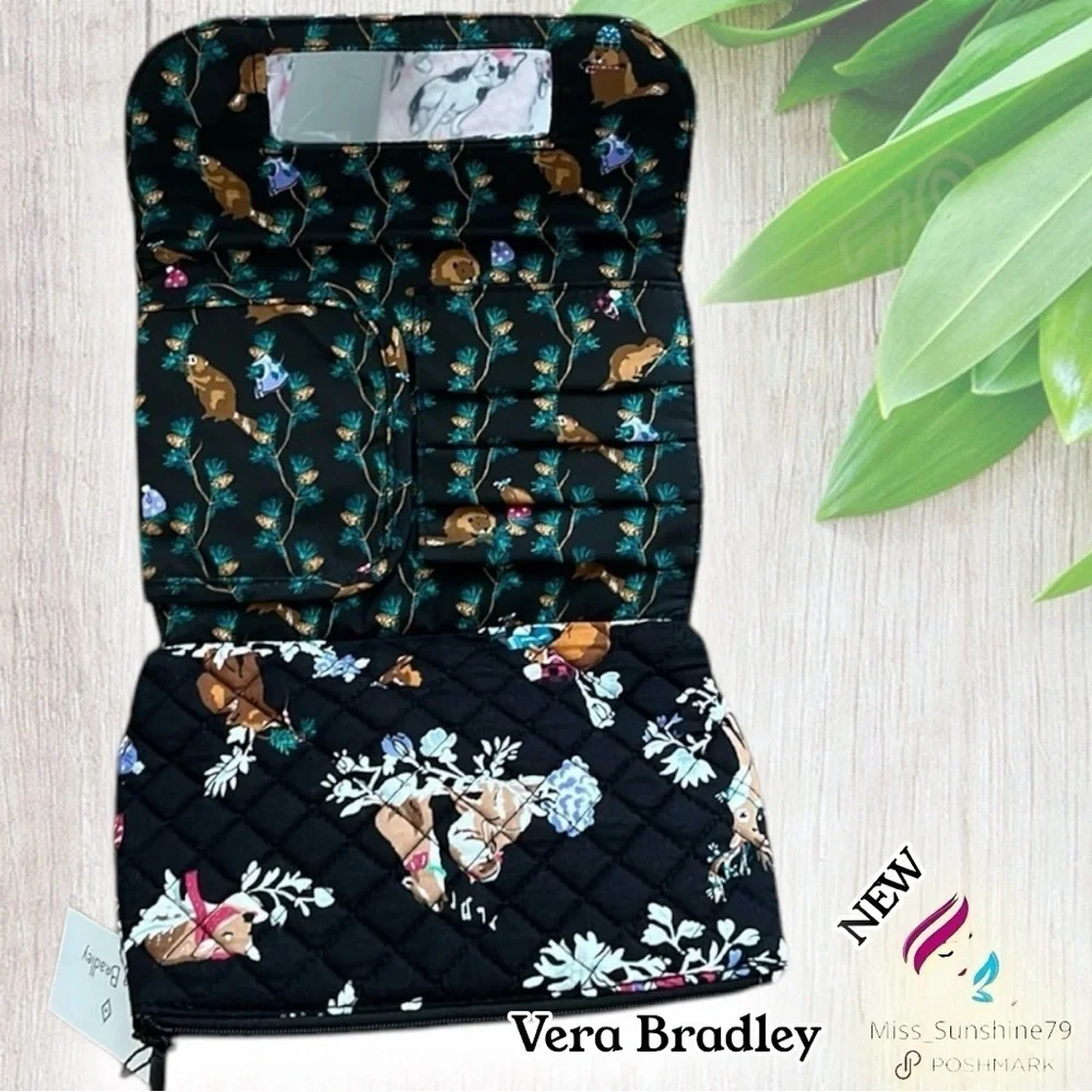 Vera Bradley NEW - Brush & Cosmetic case - Merry Mischief  - HTF pattern